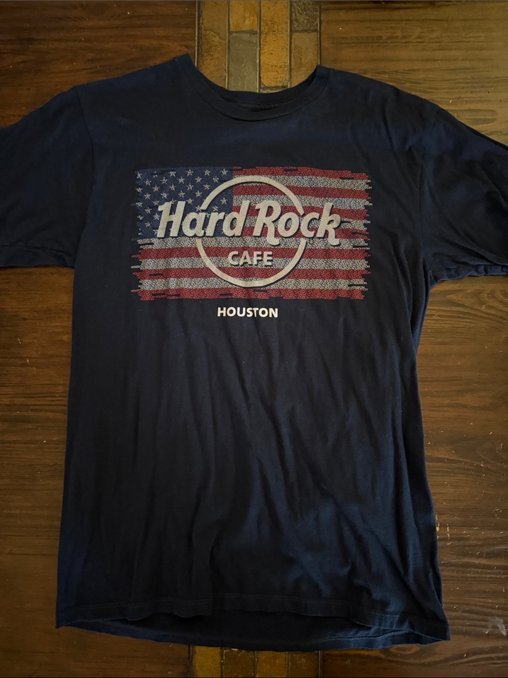 Hard Rock Cafe Navy Blue Houston Flag Graphic Tee